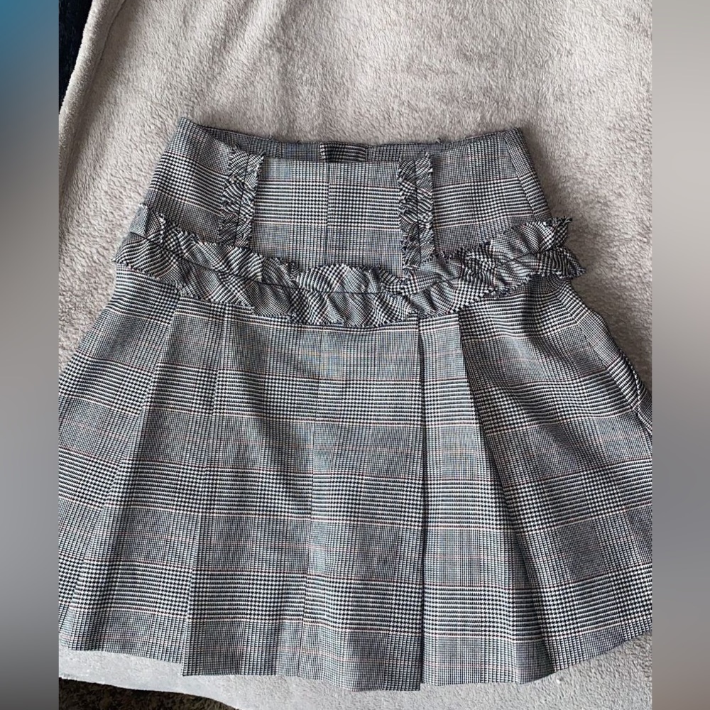 black, red & grey mini skirt